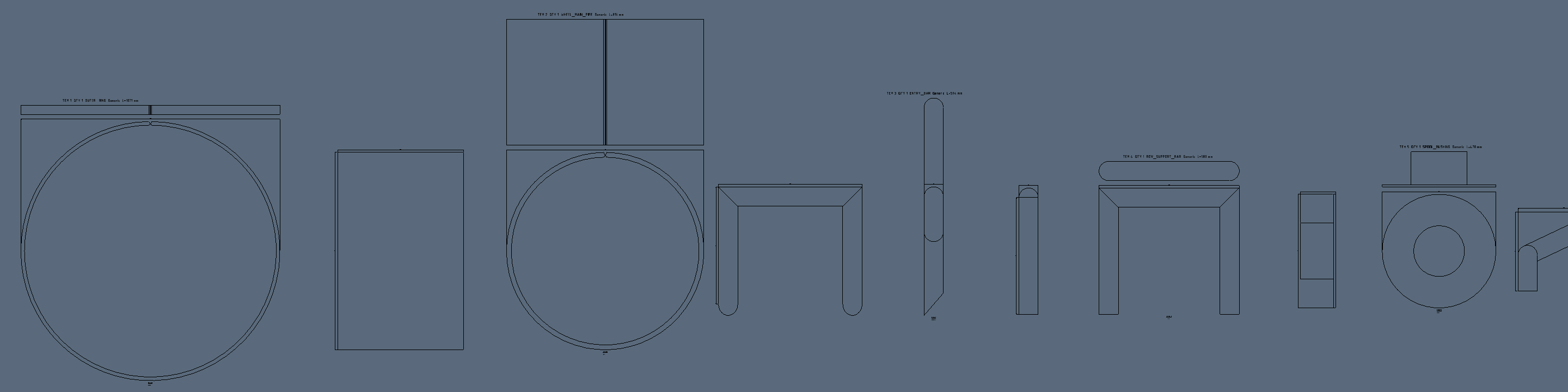 A section of the combined profiles drawing showing several profiles side by side at 1:1
